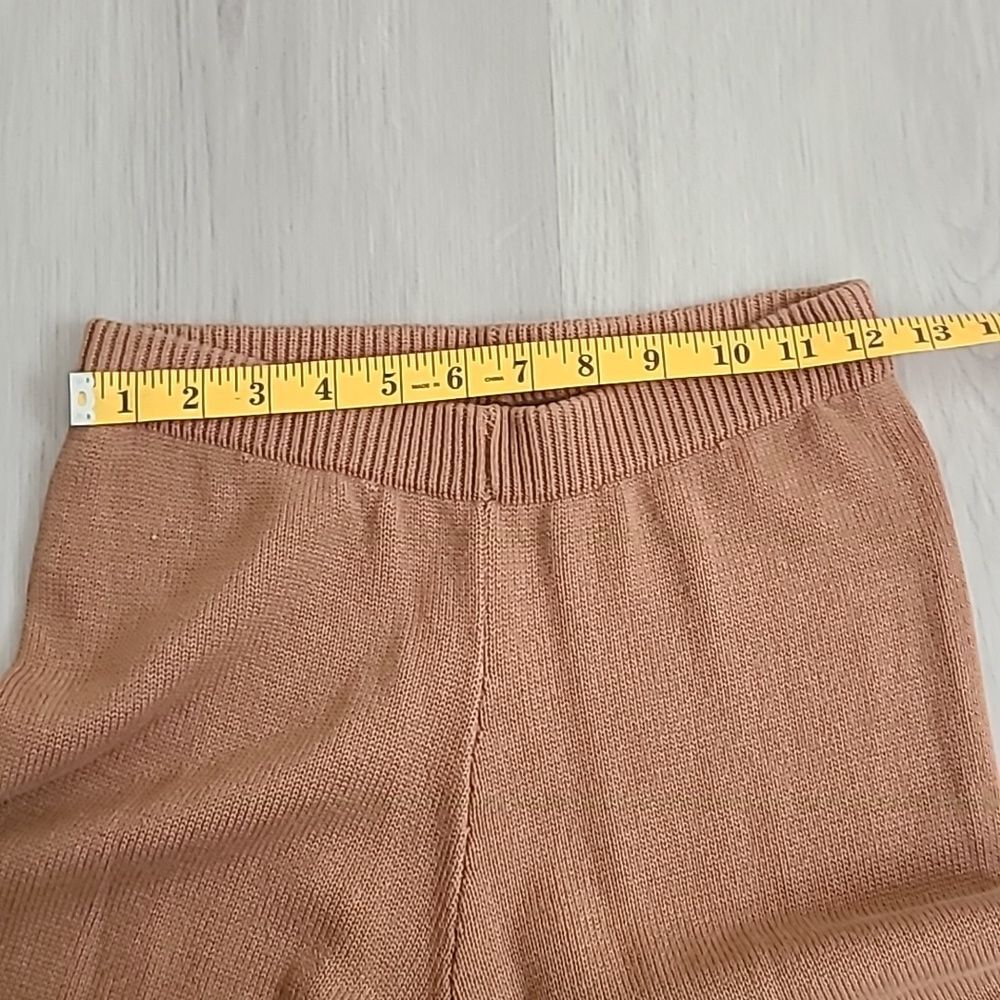 Raised By Water Wide Leg Mustard Brown Knit Palazzo Pants Small High Waist - Picture 4 of 7